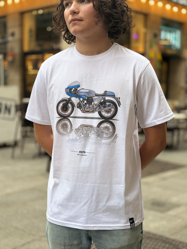 TSHIRT DUCATI motifs bleu ciel