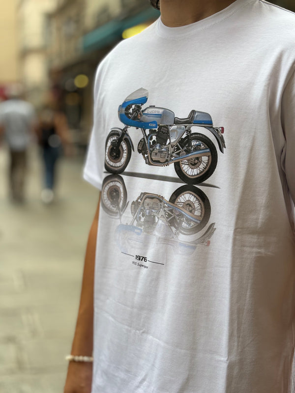 TSHIRT DUCATI motifs bleu ciel